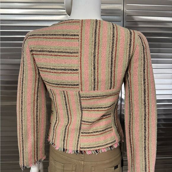 Chanel Wool Tweed Fringe Striped Jacket 36 FR - Picture 6 of 13
